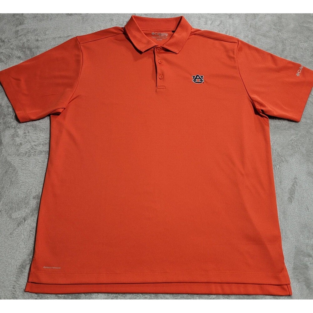 Auburn Tigers Shirt Mens XL Orange NCAA Golf Columbia Omni Wick Polo Performance